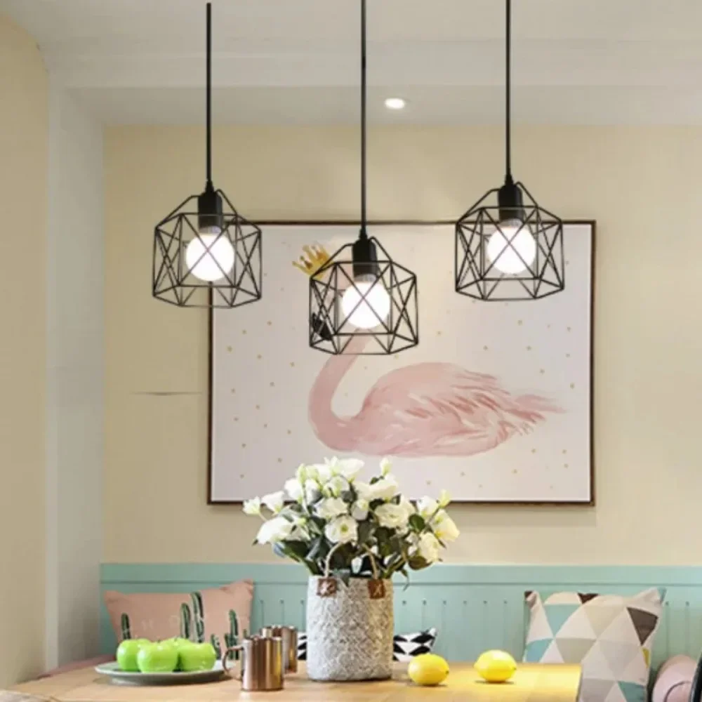 Industrial LED Pendant Light – Modern Metal Cage Hanging Lamp for Dining Room - Image 3