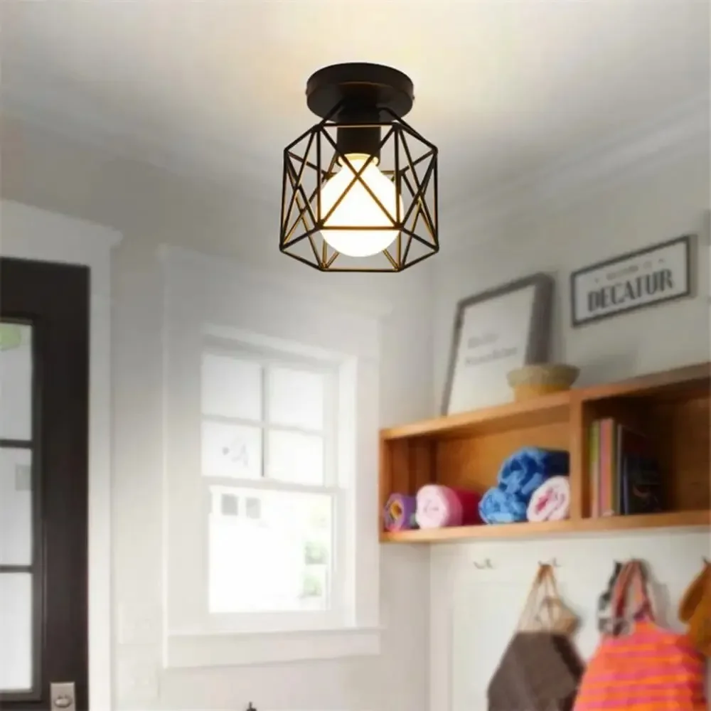 Industrial LED Pendant Light – Modern Metal Cage Hanging Lamp for Dining Room - Image 4