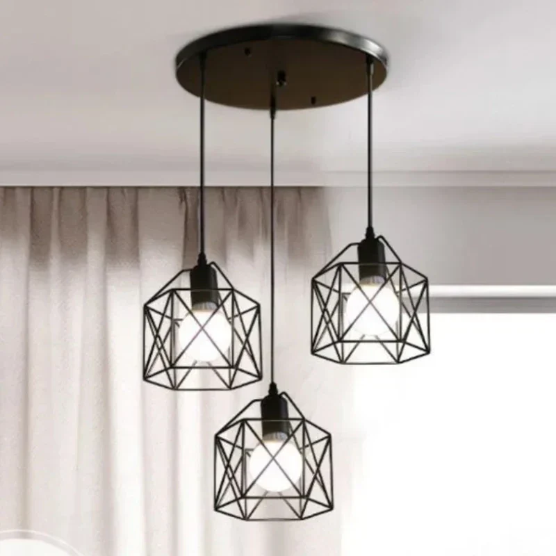 Industrial LED Pendant Light – Modern Metal Cage Hanging Lamp for Dining Room - Image 8