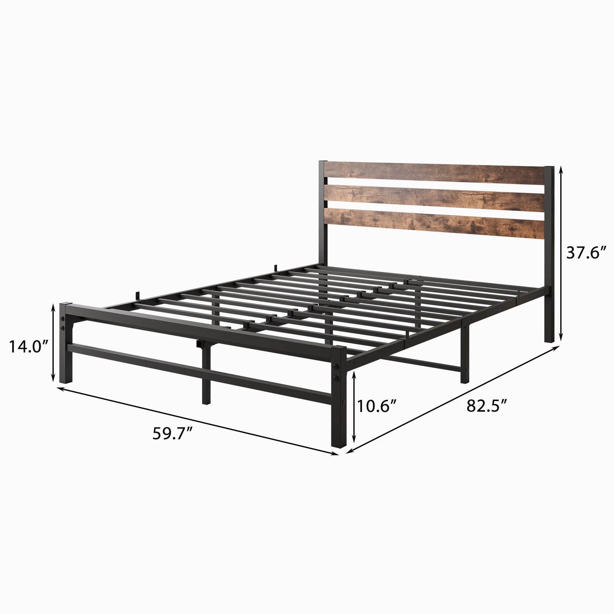 Industrial Metal & Wood Platform Bed Frame - Image 10