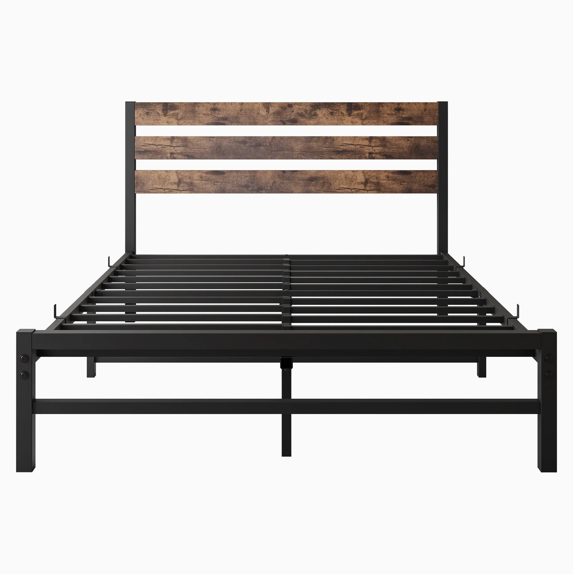 Industrial Metal & Wood Platform Bed Frame - Image 11