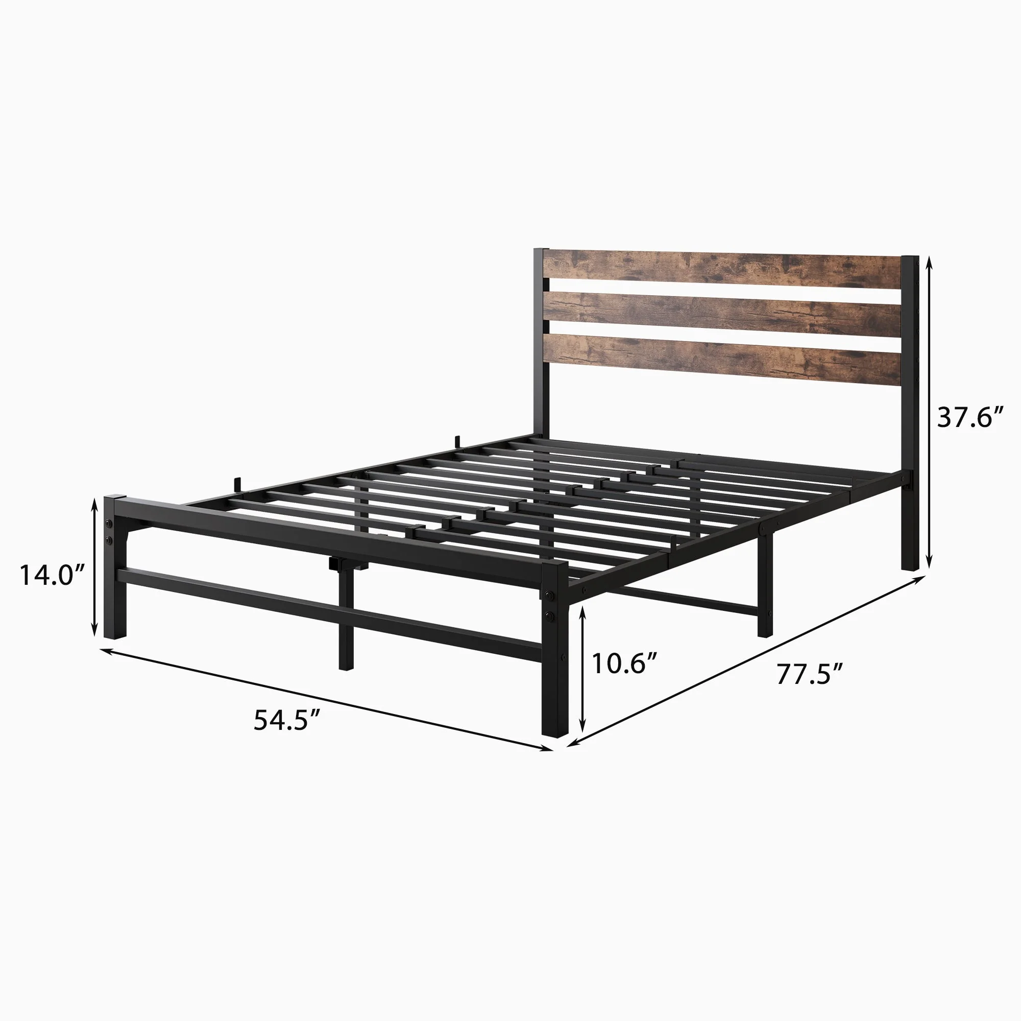 Industrial Metal & Wood Platform Bed Frame - Image 12
