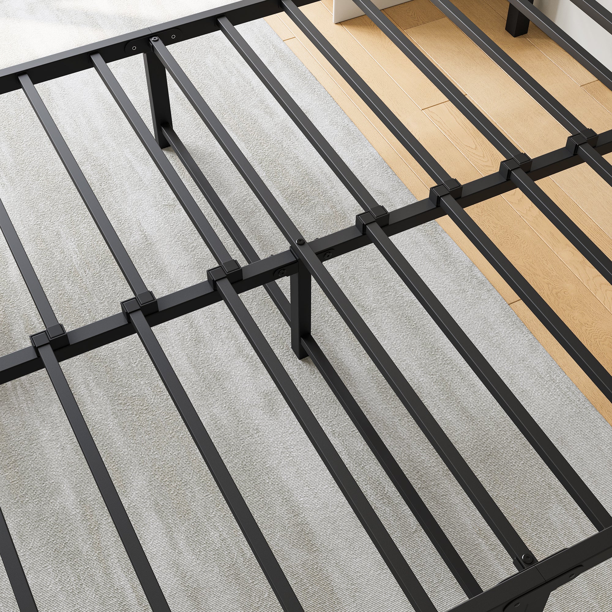 Industrial Metal & Wood Platform Bed Frame - Image 8