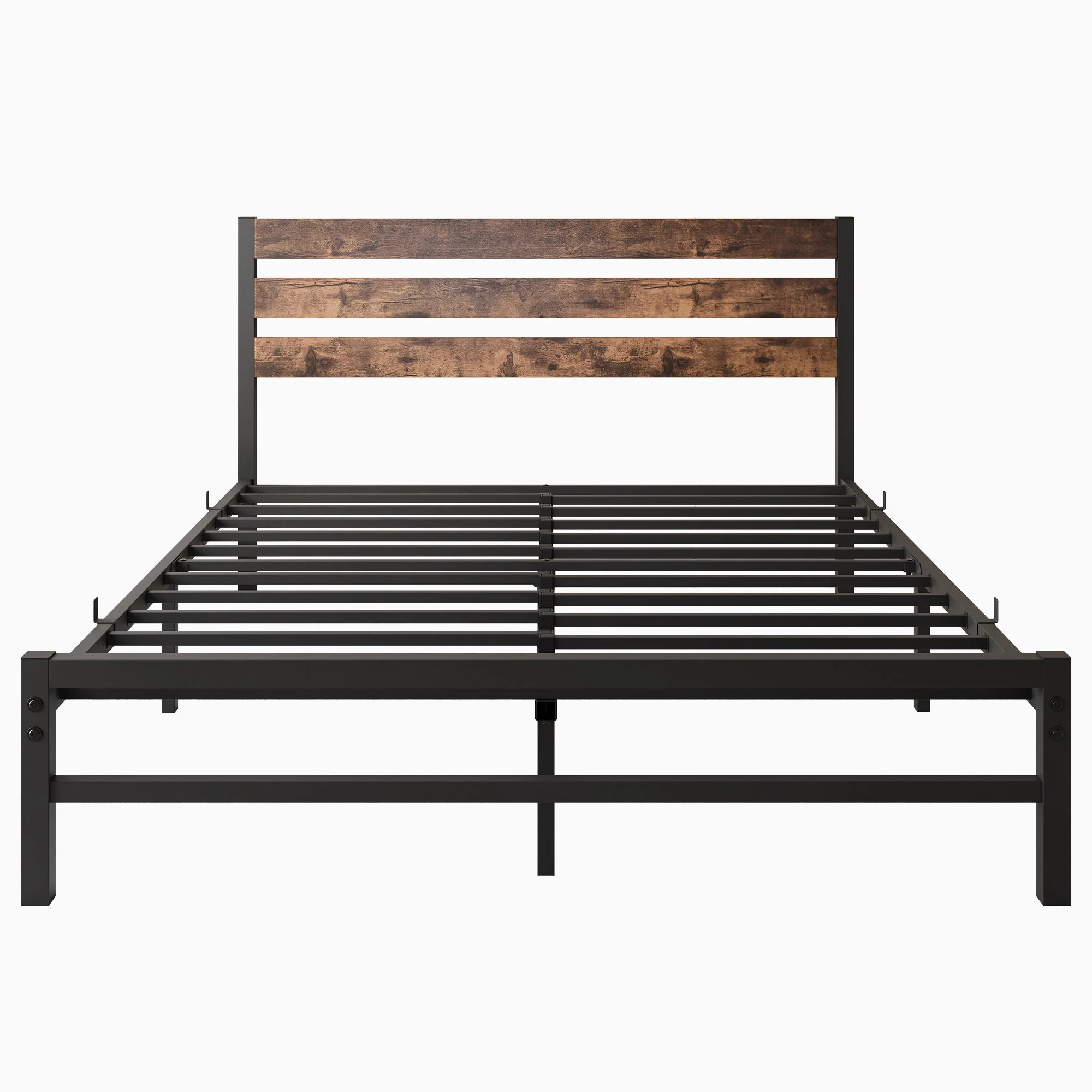 Industrial Metal & Wood Platform Bed Frame - Image 9