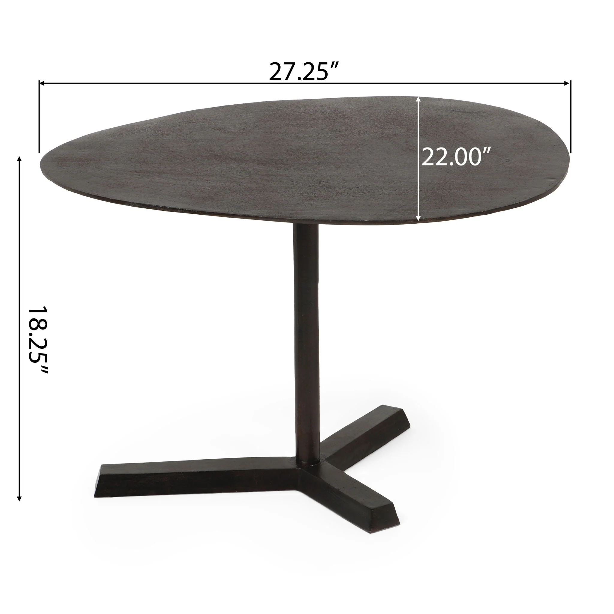 Industrial Style Elliptical Side Table With Aluminum Frame - Bronze - Image 2