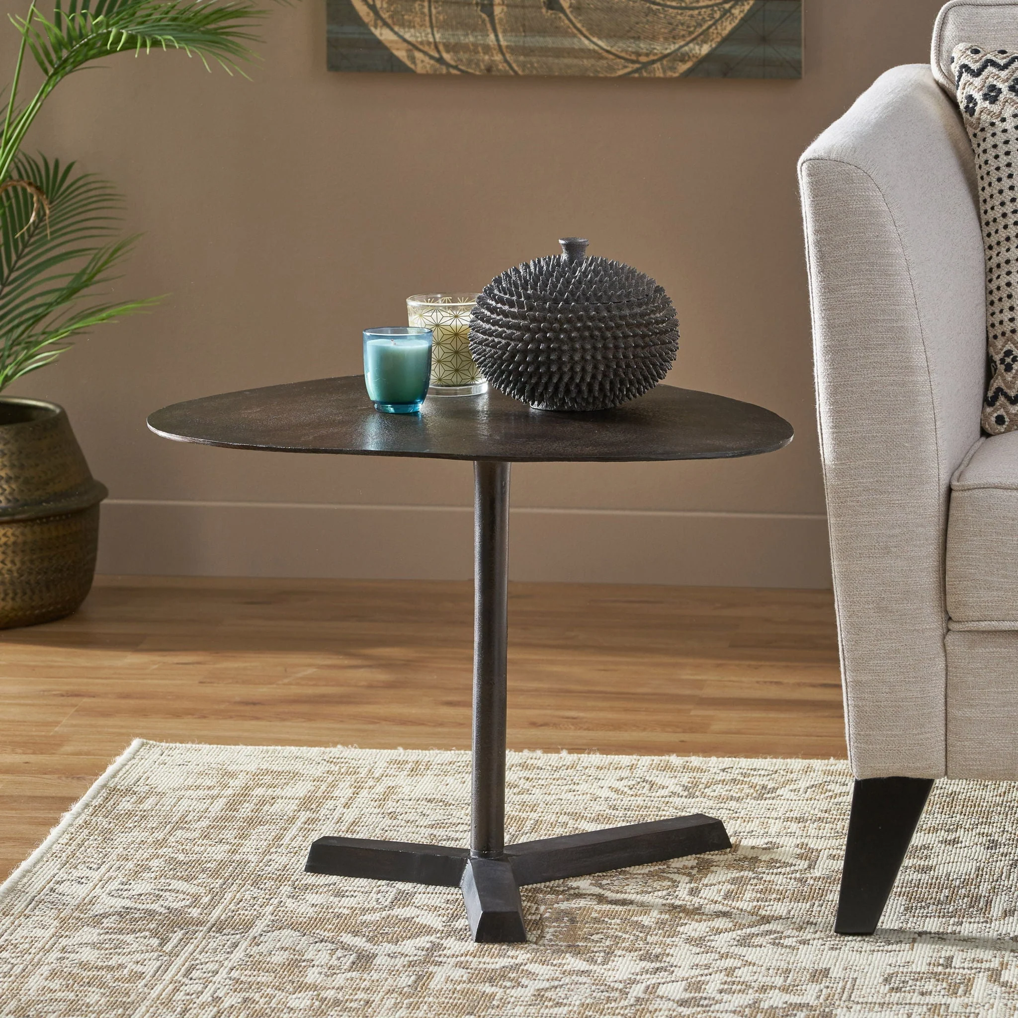 Industrial Style Elliptical Side Table With Aluminum Frame - Bronze - Image 4