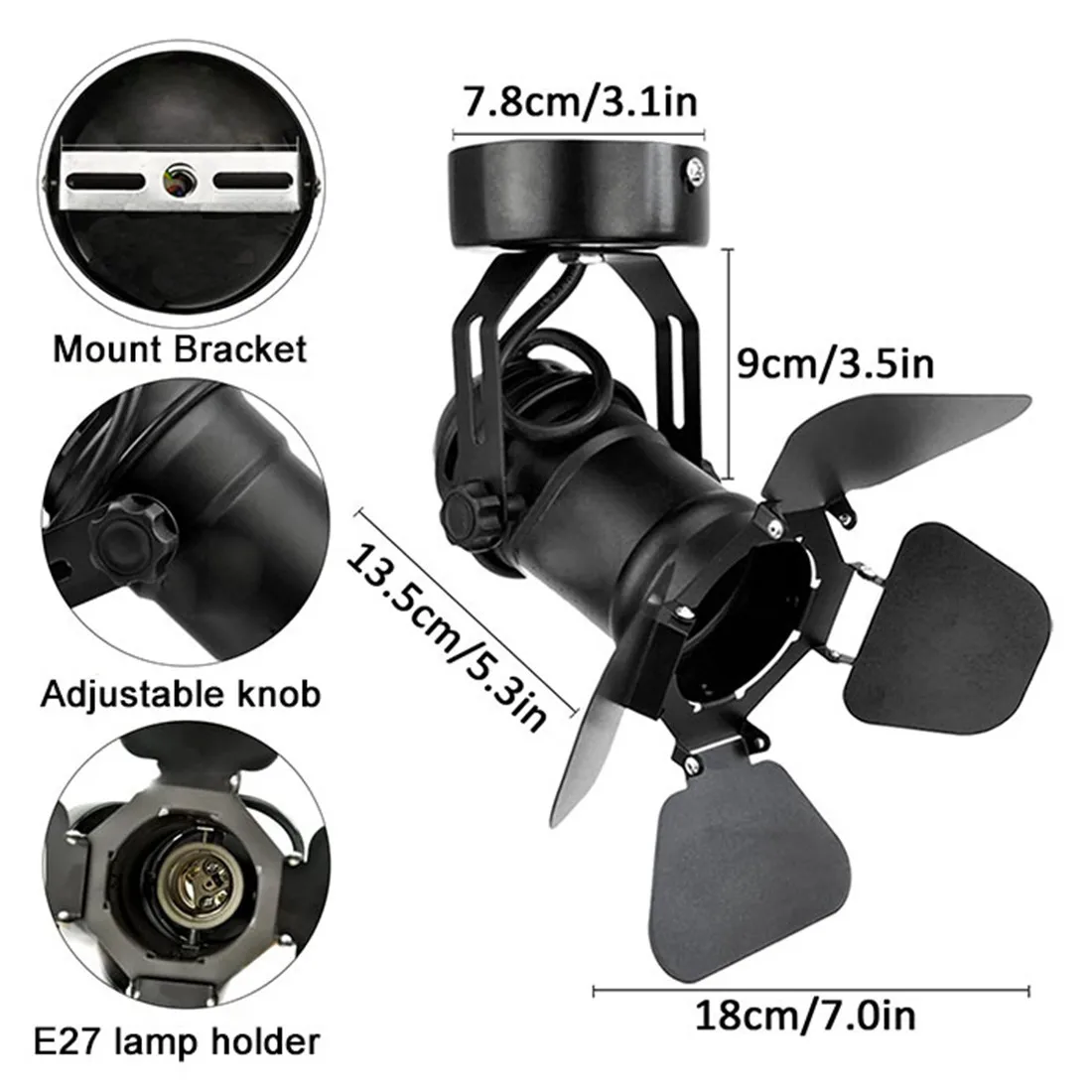 Industrial Vintage LED Ceiling Spotlight Barn Door Art Gallery Hallway Stage - Image 2