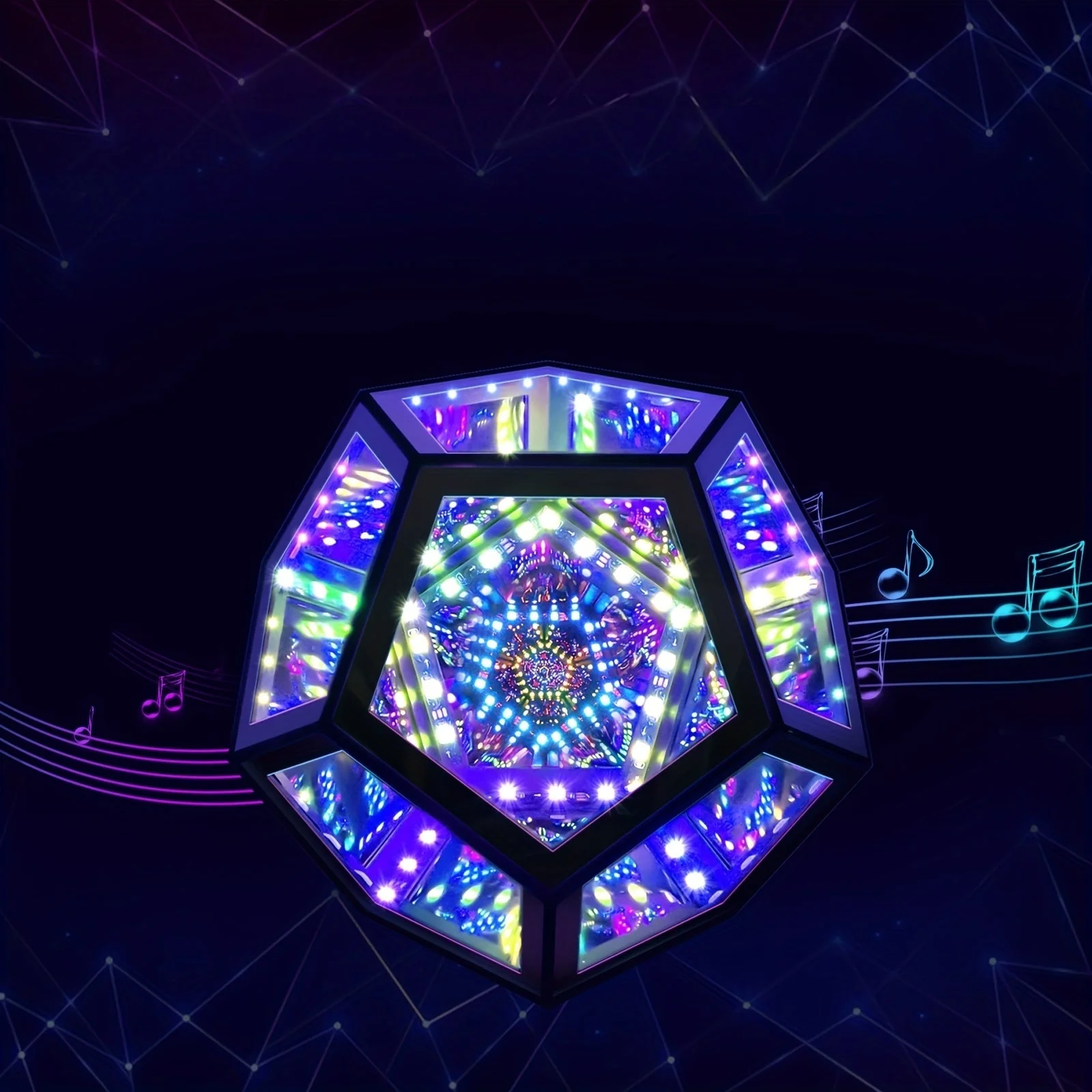 Infinity Mirror Light RGB Dodecahedron Lamp for Gaming Room & Desk Decor