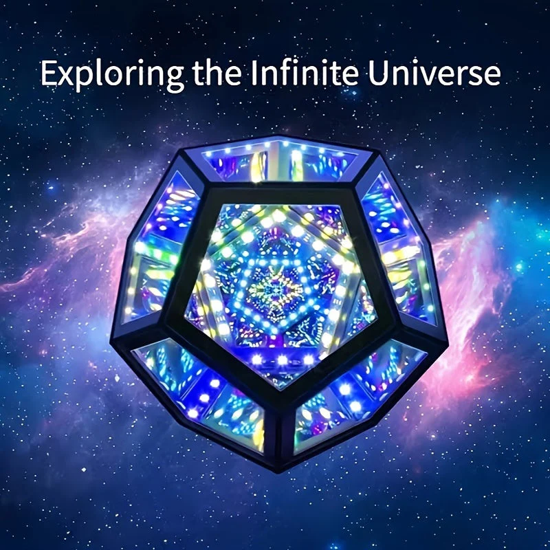 Infinity Mirror Light RGB Dodecahedron Lamp for Gaming Room & Desk Decor - Image 3