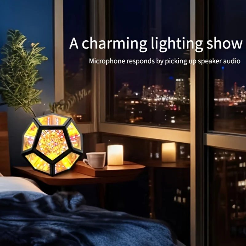 Infinity Mirror Light RGB Dodecahedron Lamp for Gaming Room & Desk Decor - Image 4