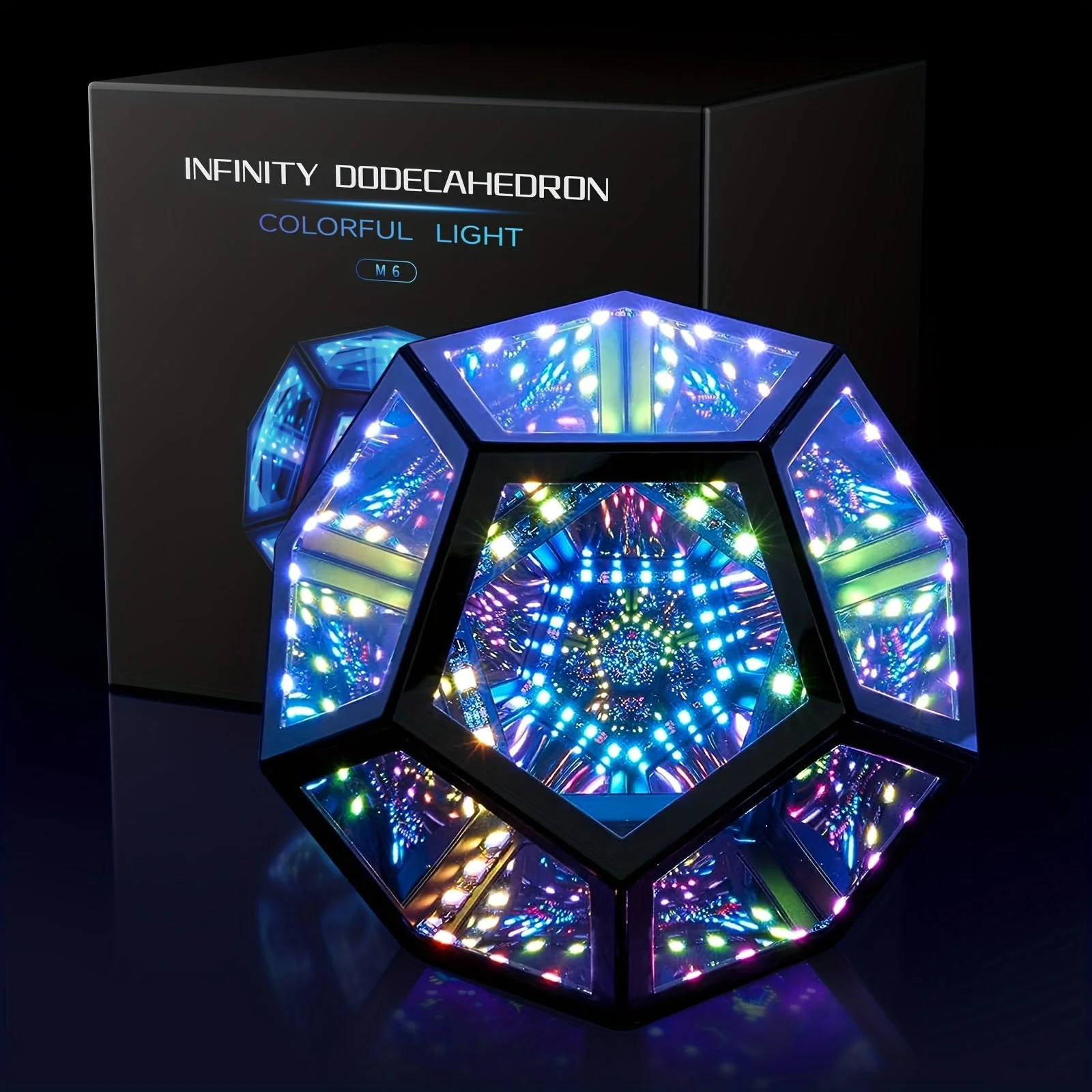 Infinity Mirror Light RGB Dodecahedron Lamp for Gaming Room & Desk Decor - Image 5