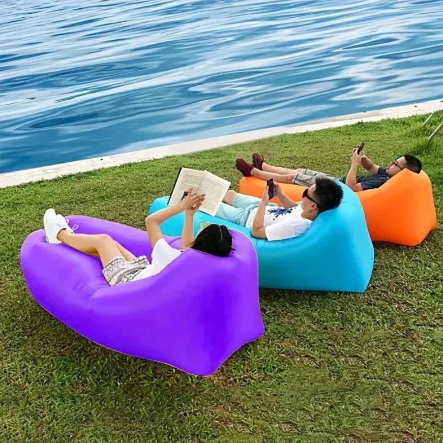 Inflatable Sofa Air Lounger Portable Camping Mat Beach Recliner Outdoor Chair - Image 2