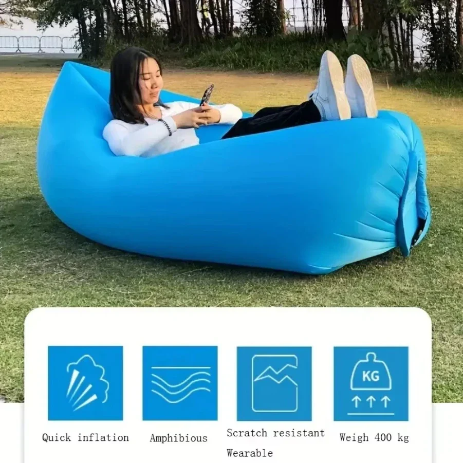 Inflatable Sofa Air Lounger Portable Camping Mat Beach Recliner Outdoor Chair - Image 4