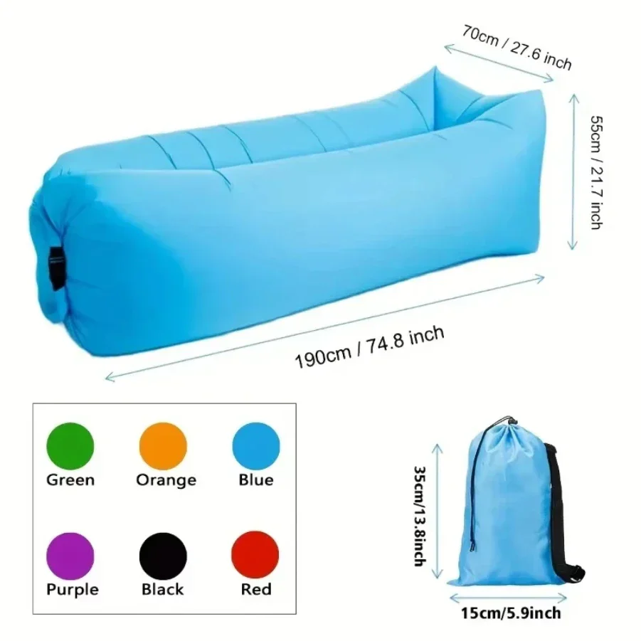 Inflatable Sofa Air Lounger Portable Camping Mat Beach Recliner Outdoor Chair - Image 5