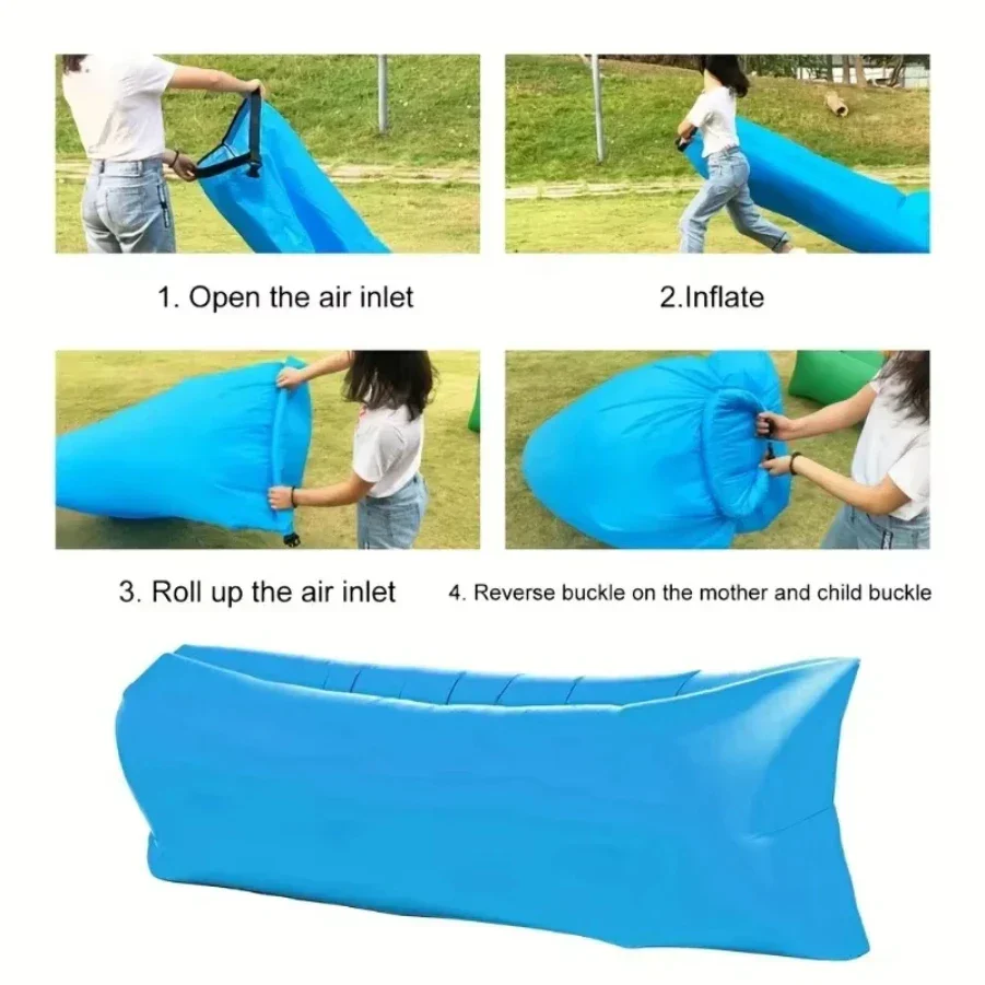 Inflatable Sofa Air Lounger Portable Camping Mat Beach Recliner Outdoor Chair - Image 6