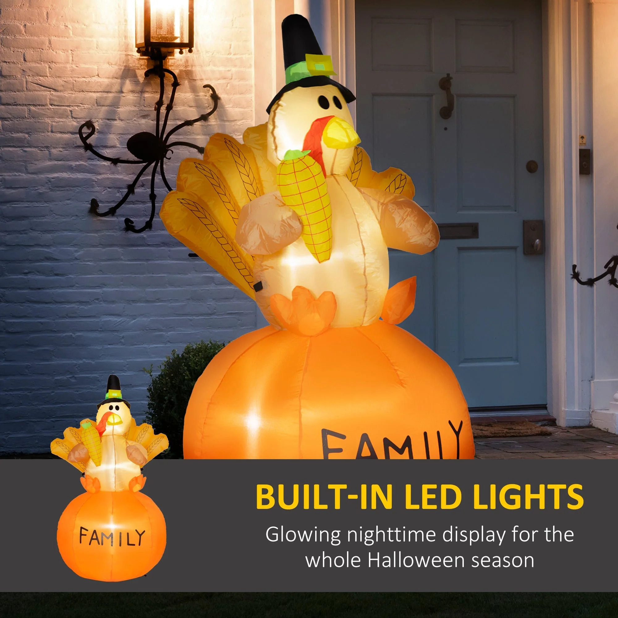 Inflatable Thanksgiving Turkey LED Display for Garden Indoor Outdoor - Image 2
