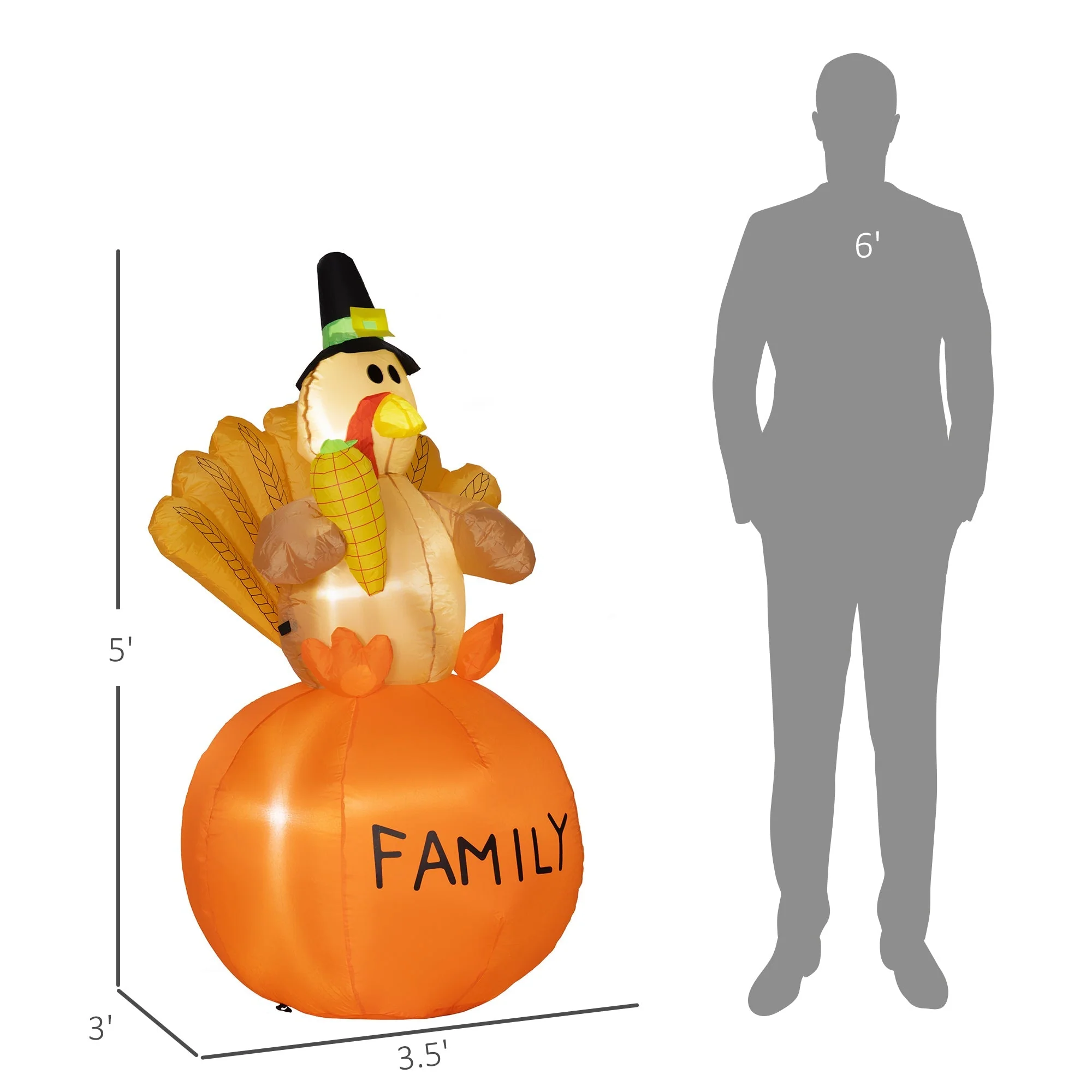Inflatable Thanksgiving Turkey LED Display for Garden Indoor Outdoor - Image 6