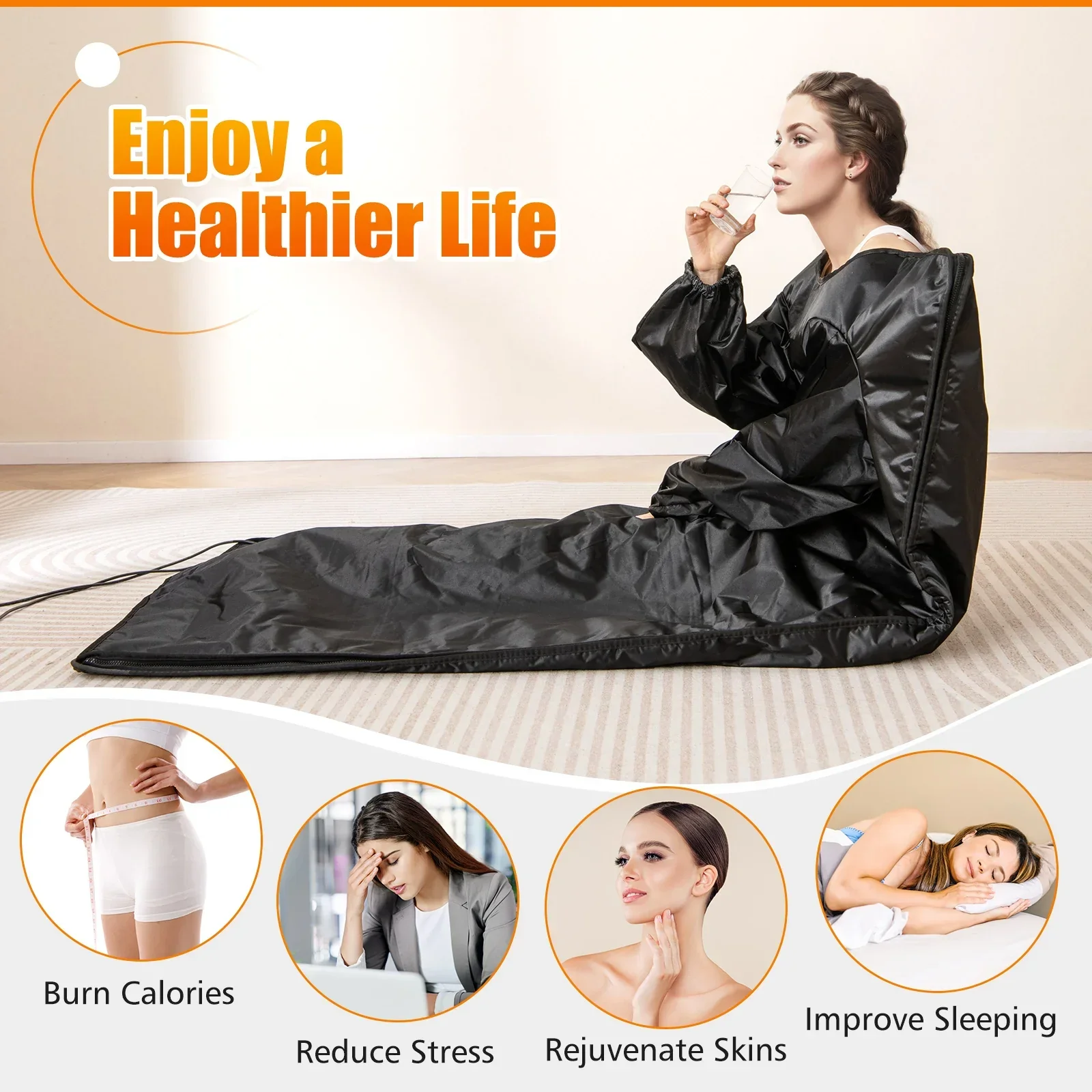 Infrared Sauna Blanket with Sleeves Heat Wrap 90-180°F Timer Home Spa - Image 2
