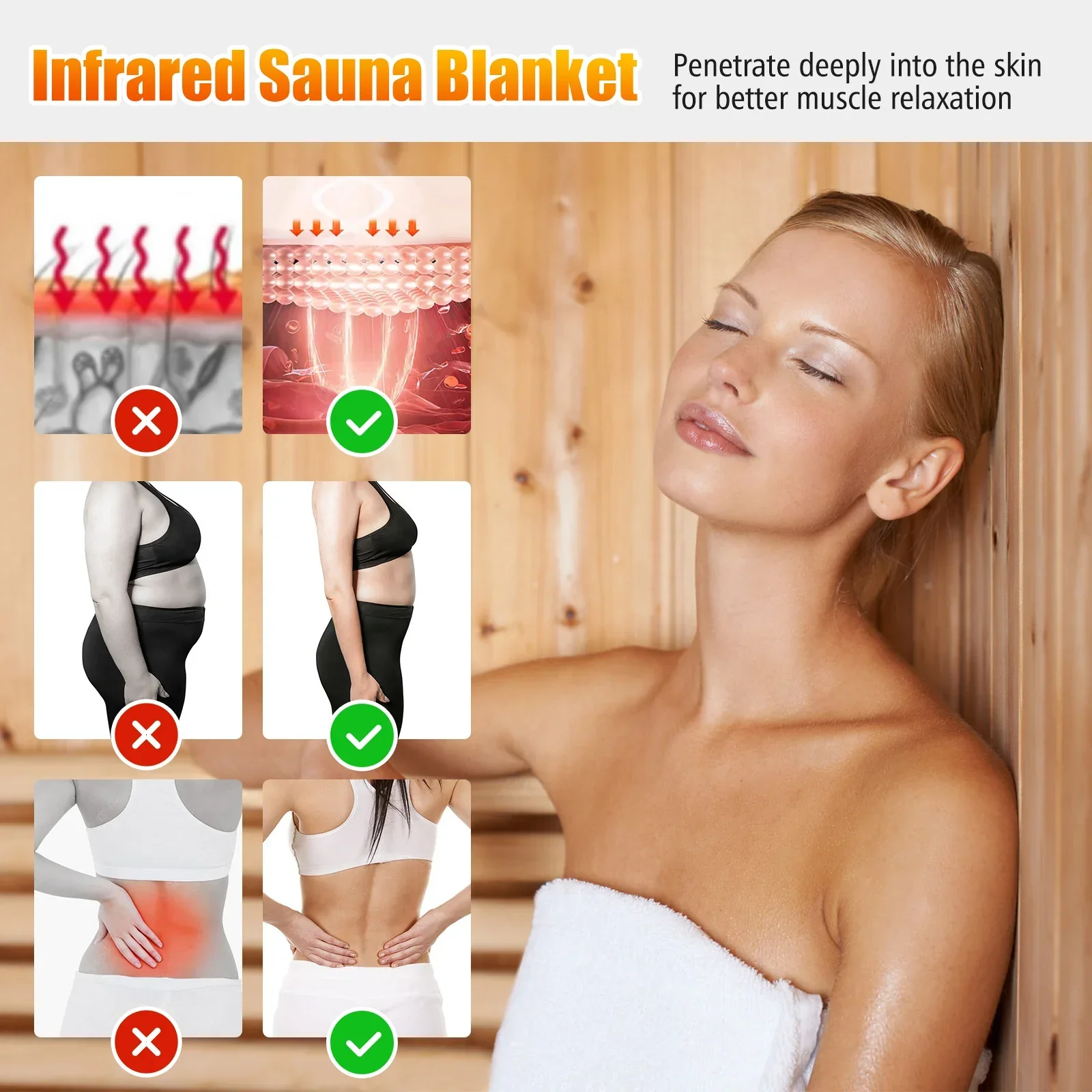 Infrared Sauna Blanket with Sleeves Heat Wrap 90-180°F Timer Home Spa - Image 5