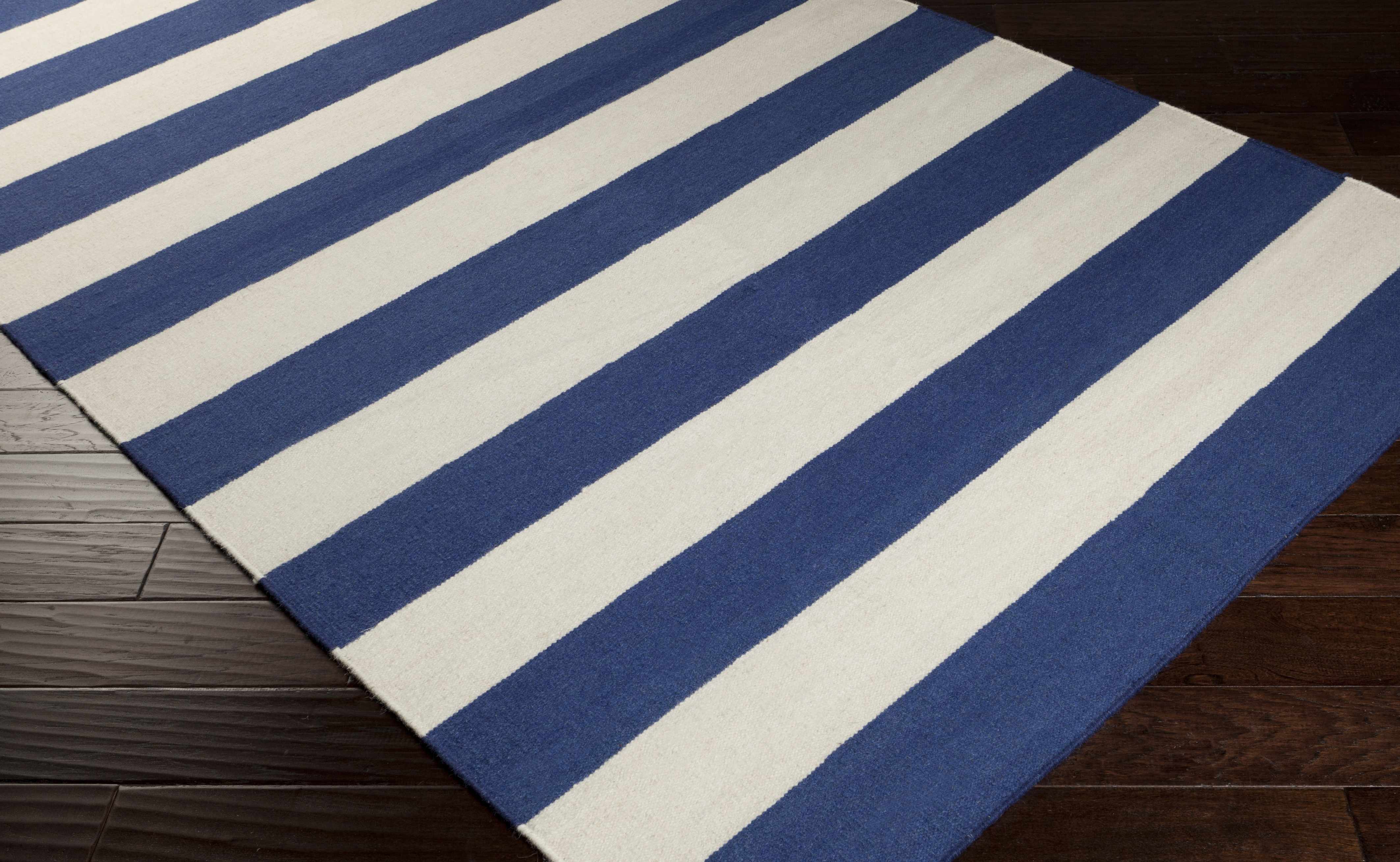 Ingersoll 8x11 Blue&White Striped Wool Rug - Clearance - Image 2
