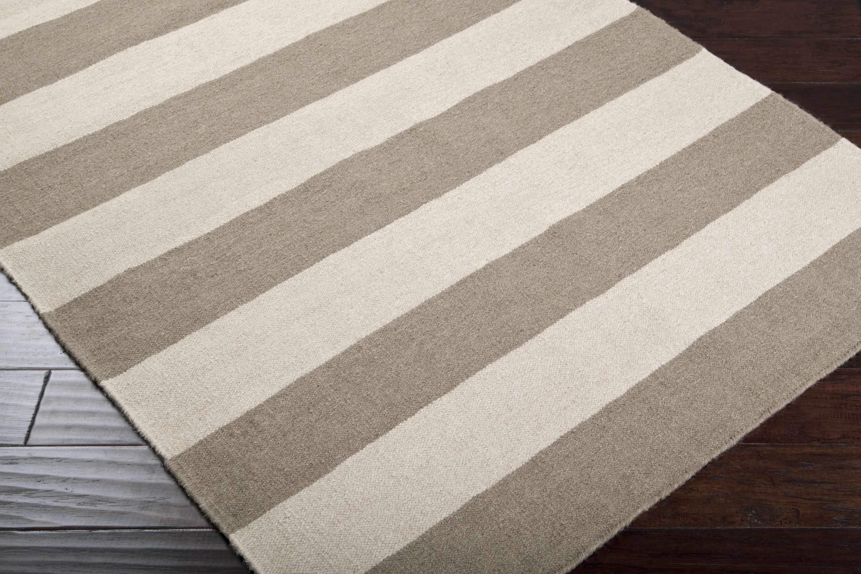 Ingersoll Beige&Gray Striped Wool Area Rug - Clearance - Image 2