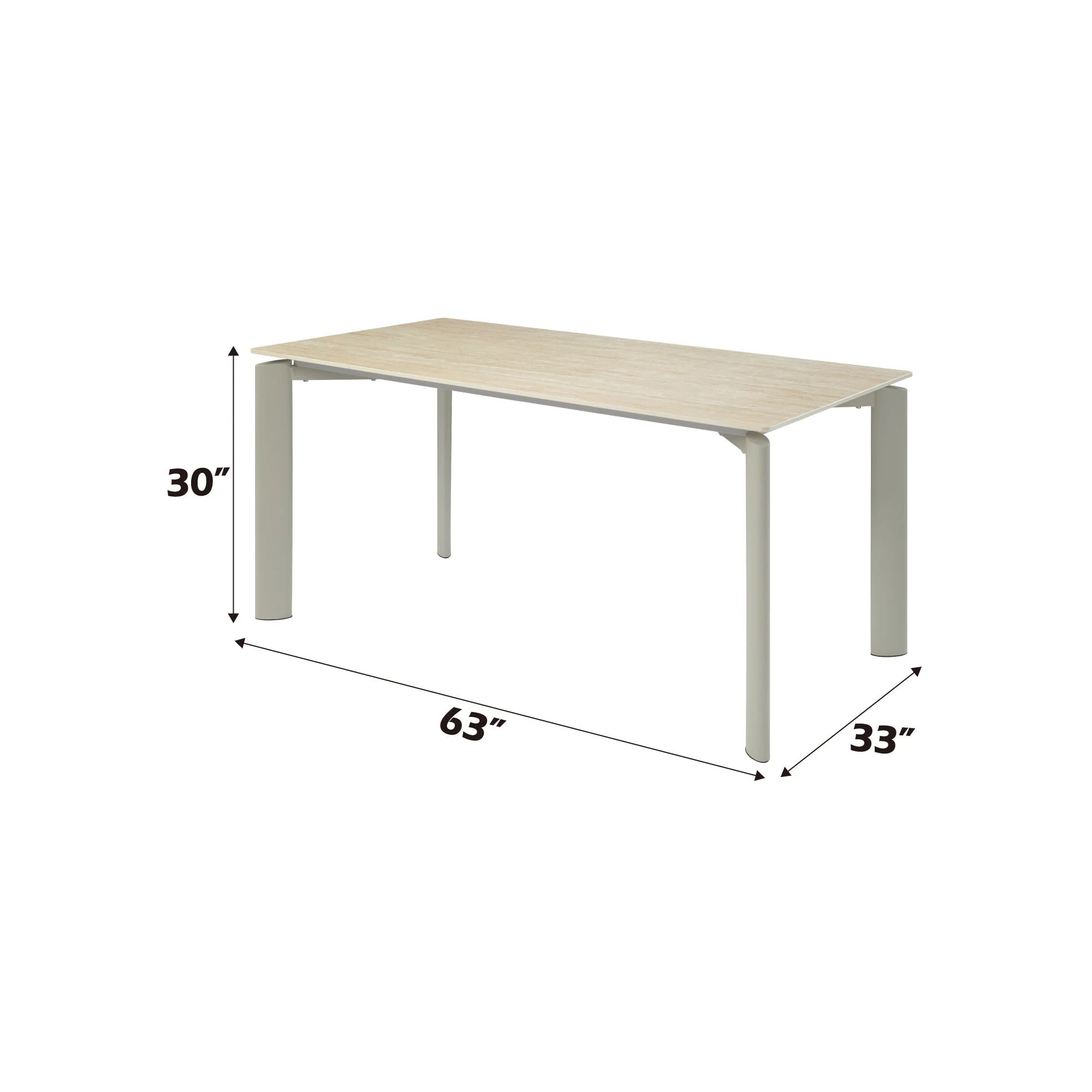 Ingram - Ceramic Top Dining Table - Light Gray - Image 4