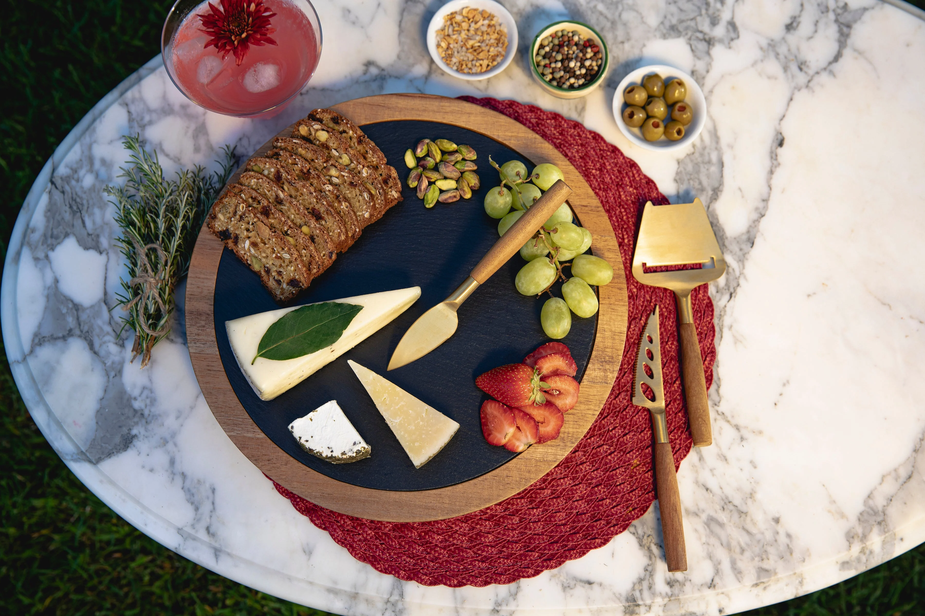 Insignia Acacia and Slate Serving Board with Cheese Tools - Image 14