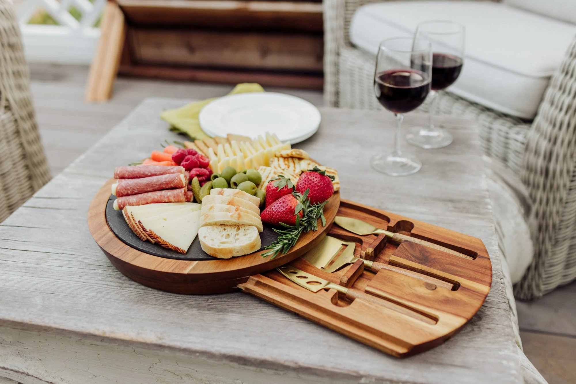 Insignia Acacia and Slate Serving Board with Cheese Tools - Image 15
