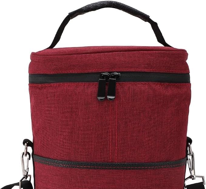 Insulated 2 Bottle Wine Cooler Bag Leakproof Canvas Carrier with Strap - Image 3