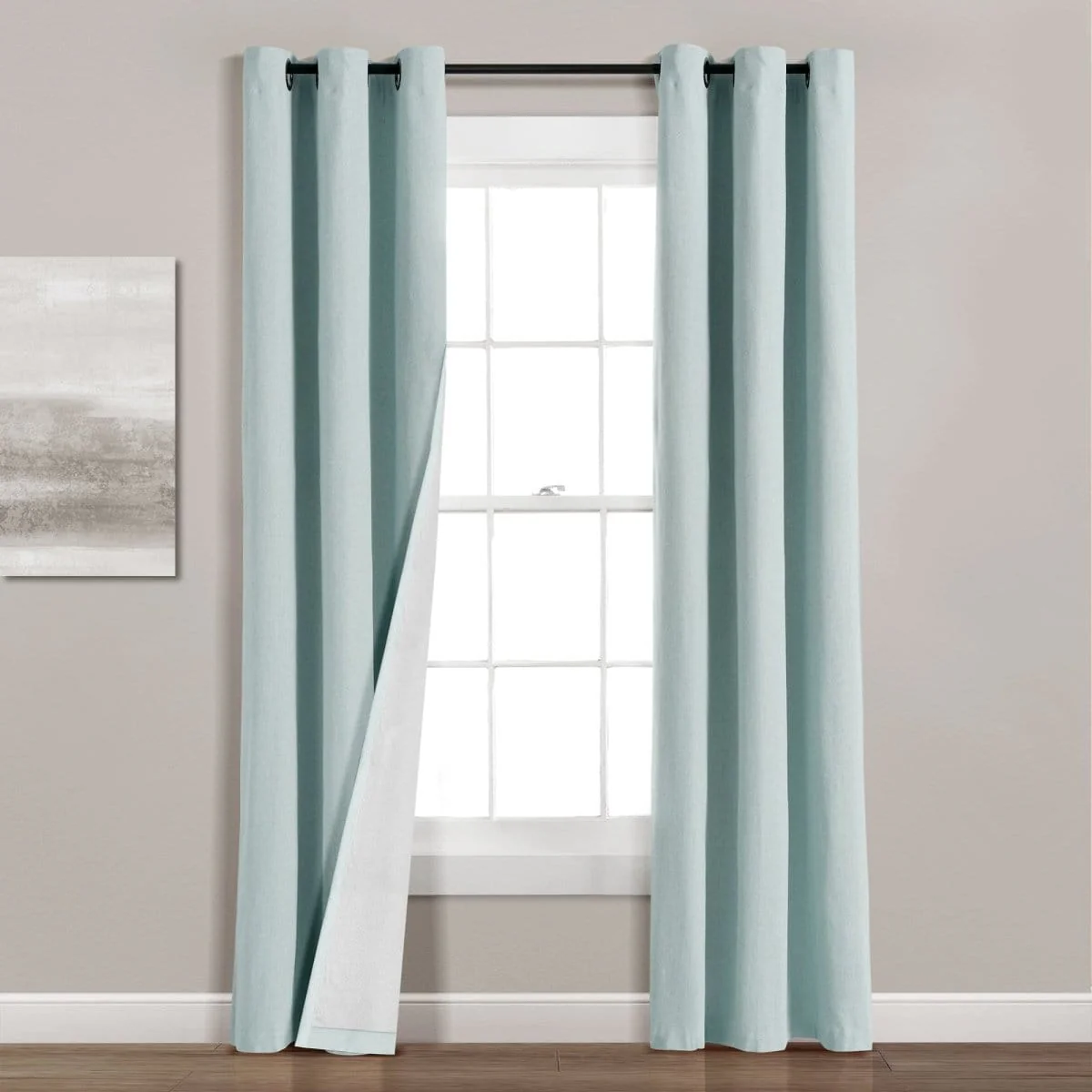 Insulated Grommet Blackout Faux Linen Window Curtain Panel - Image 11