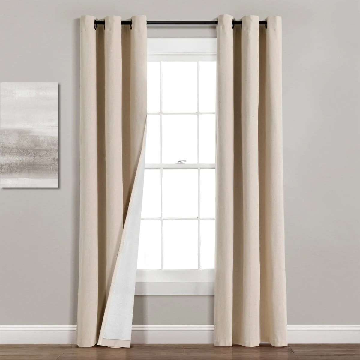 Insulated Grommet Blackout Faux Linen Window Curtain Panel - Image 16