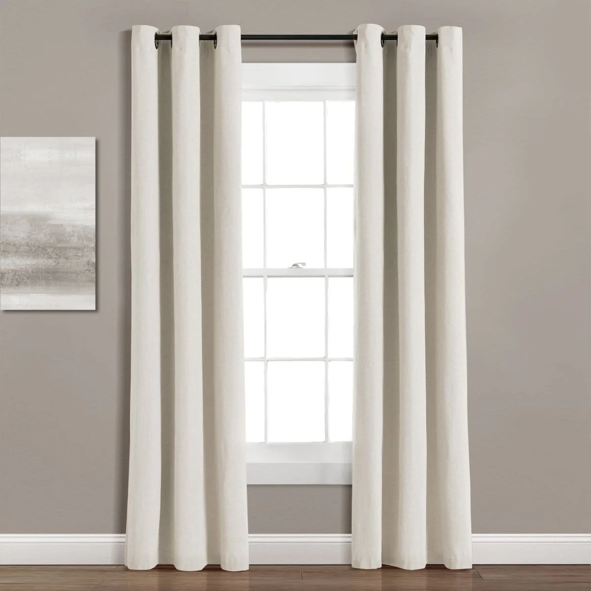 Insulated Grommet Blackout Faux Linen Window Curtain Panel - Image 2