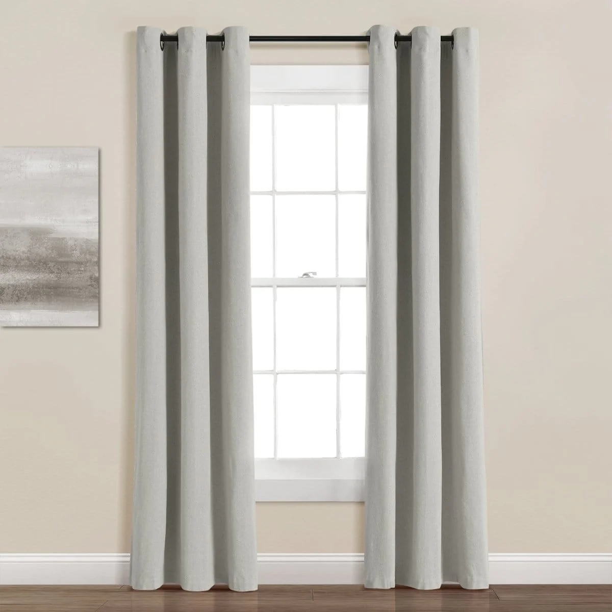 Insulated Grommet Blackout Faux Linen Window Curtain Panel - Image 25