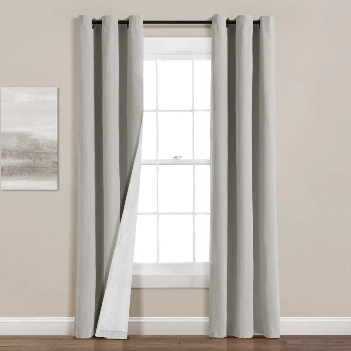 Insulated Grommet Blackout Faux Linen Window Curtain Panel - Image 26