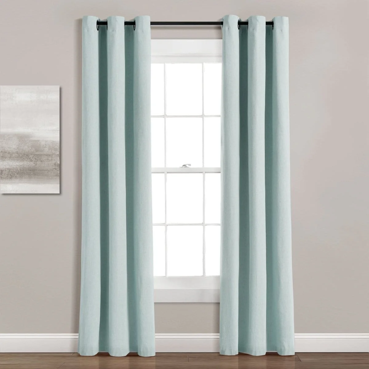 Insulated Grommet Blackout Faux Linen Window Curtain Panel - Image 3