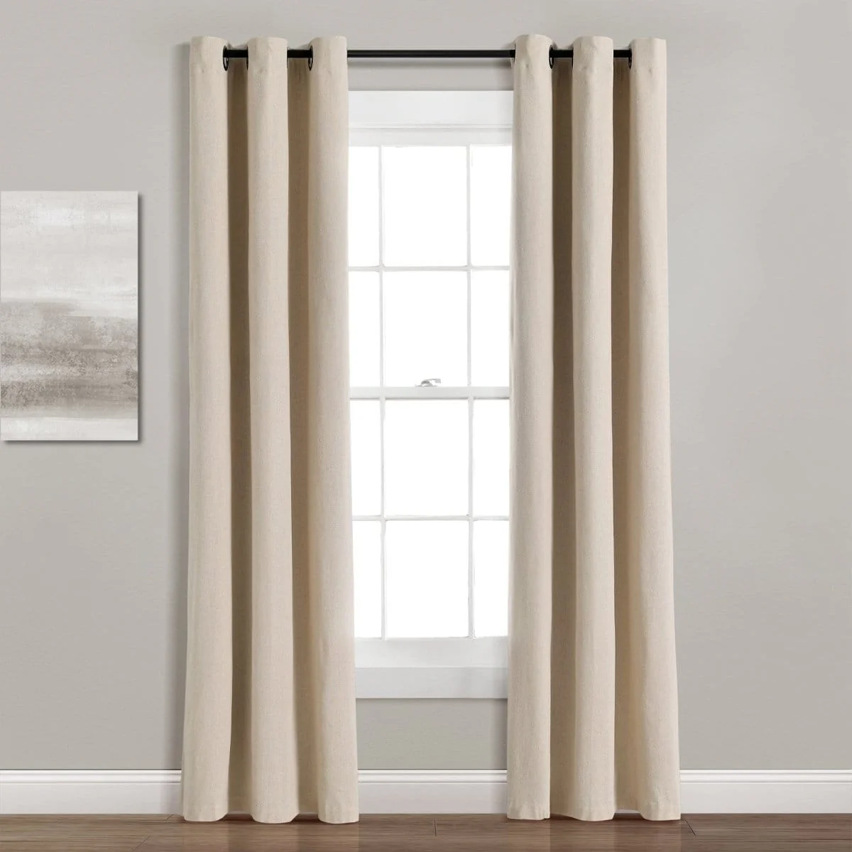Insulated Grommet Blackout Faux Linen Window Curtain Panel - Image 4