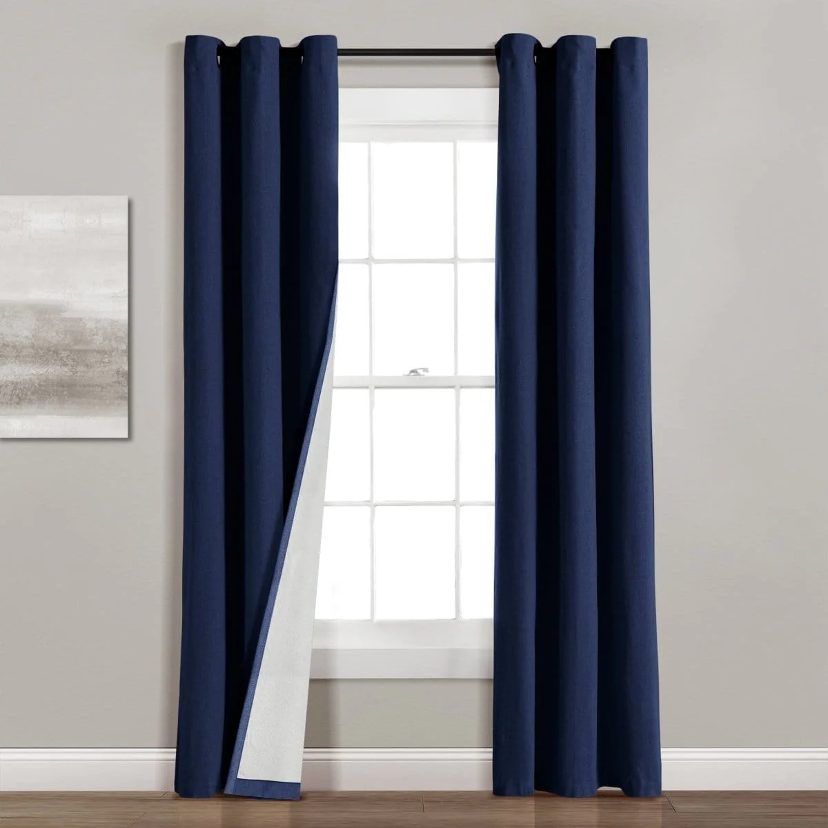 Insulated Grommet Blackout Faux Linen Window Curtain Panel - Image 6