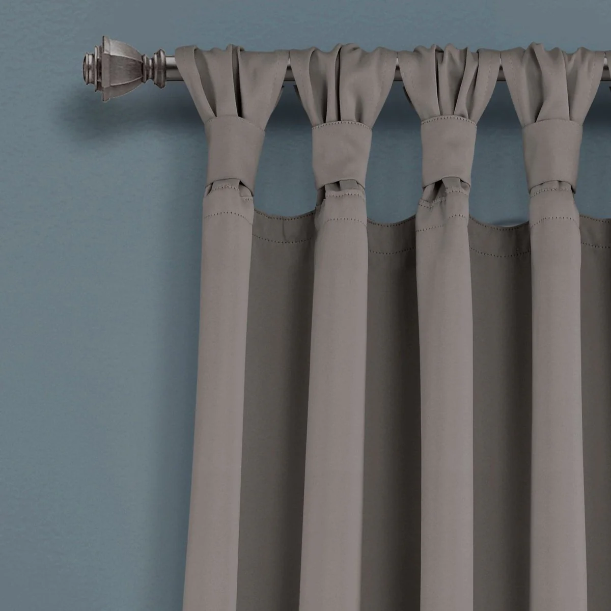 Insulated Knotted Tab Top Blackout Window Curtain Panel Set - Image 10