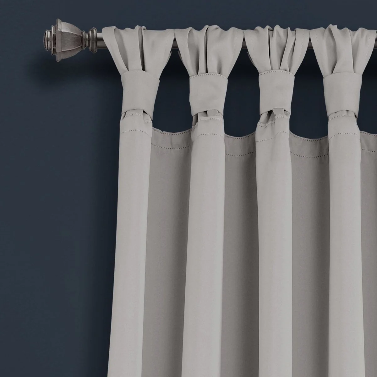 Insulated Knotted Tab Top Blackout Window Curtain Panel Set - Image 11