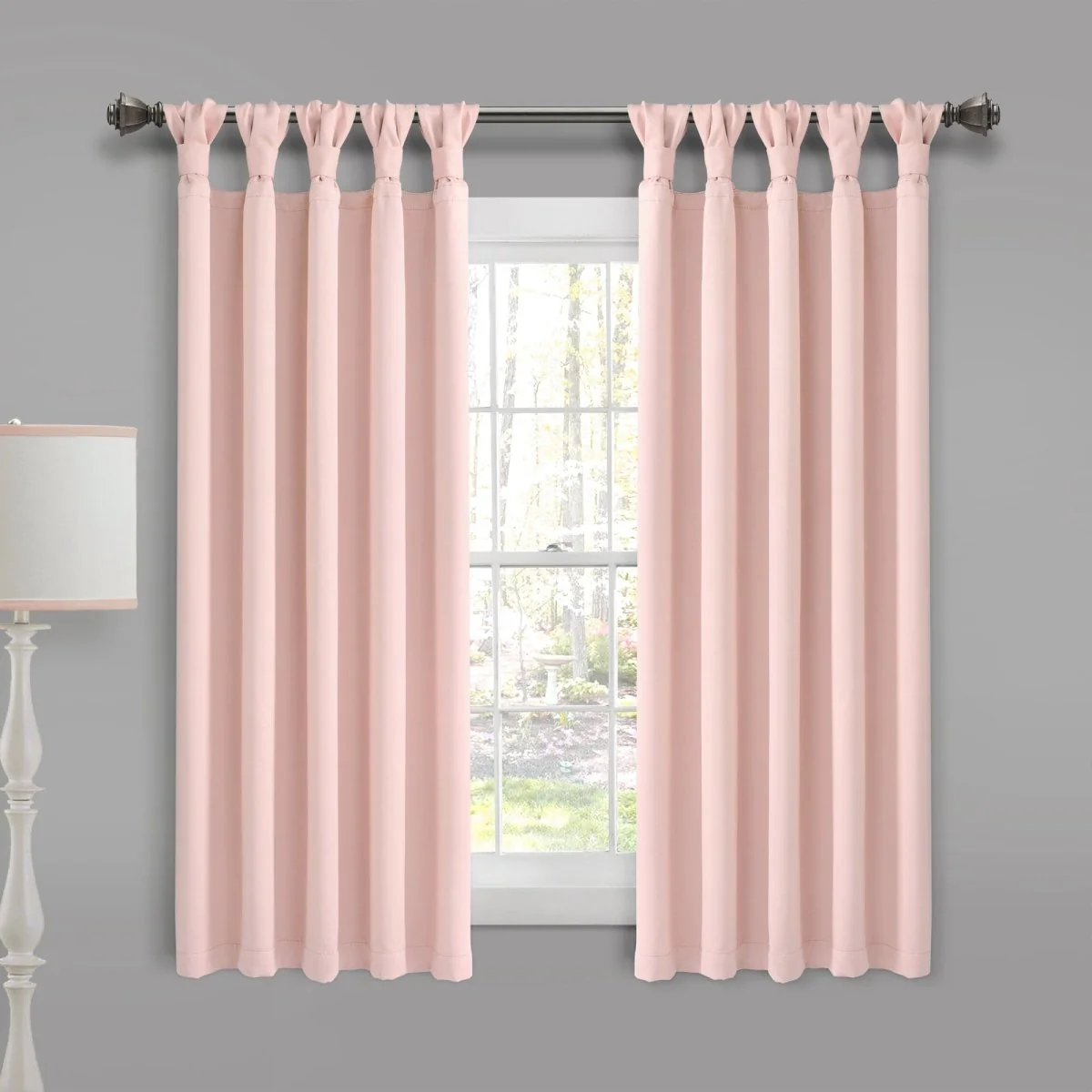 Insulated Knotted Tab Top Blackout Window Curtain Panel Set - Image 2