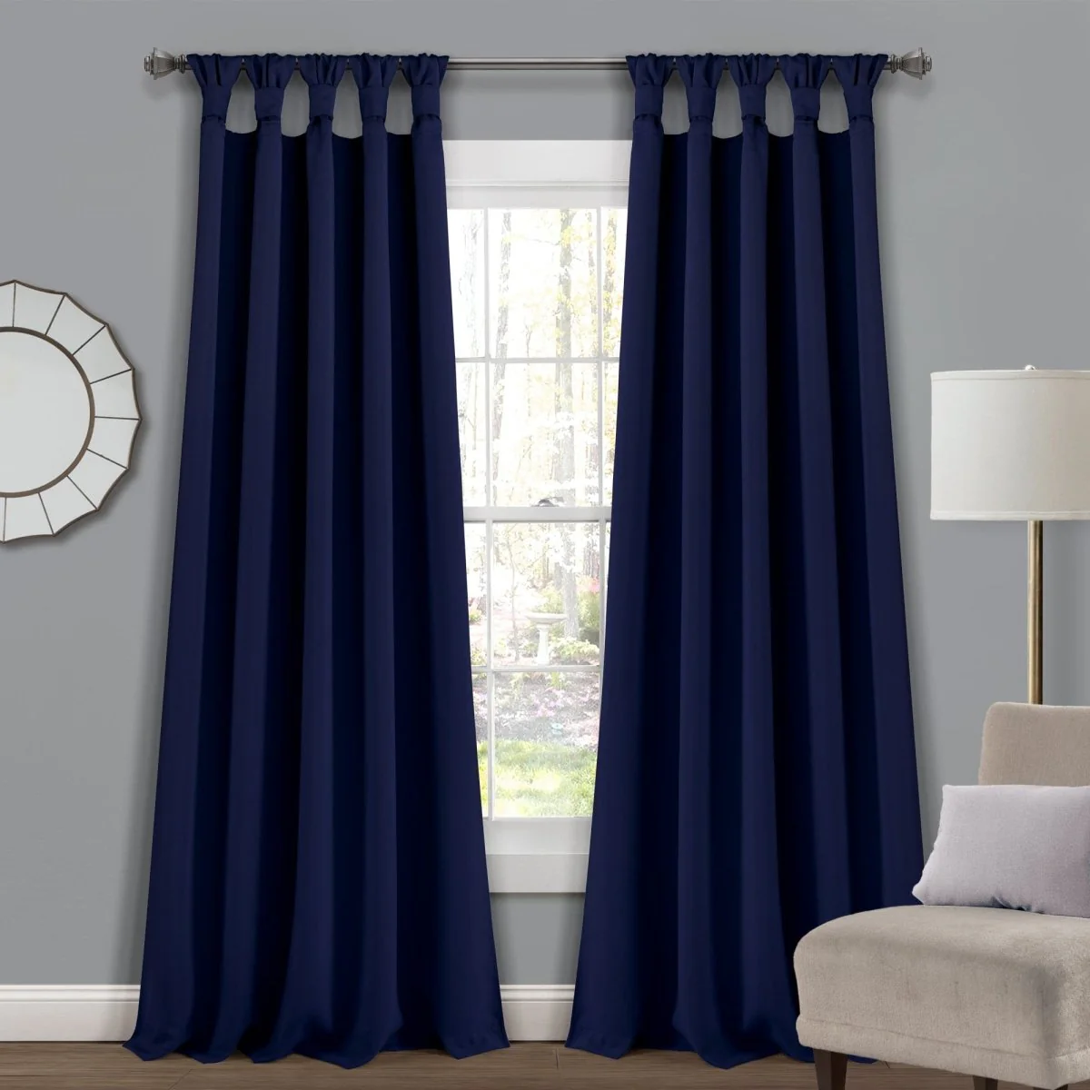 Insulated Knotted Tab Top Blackout Window Curtain Panel Set - Image 6