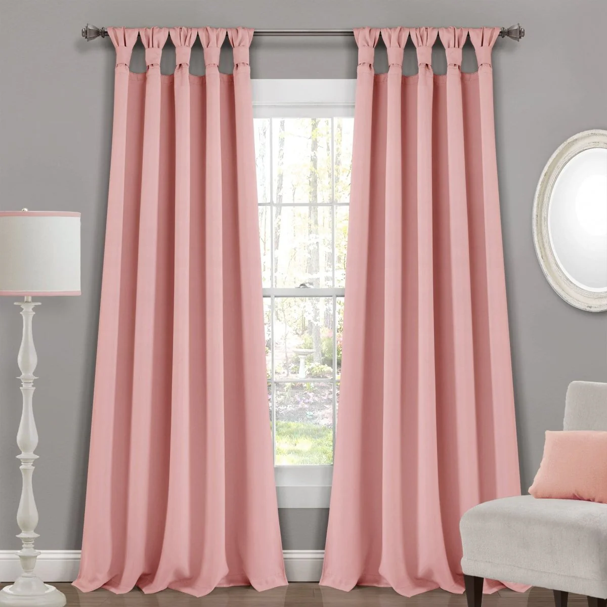 Insulated Knotted Tab Top Blackout Window Curtain Panel Set - Image 7