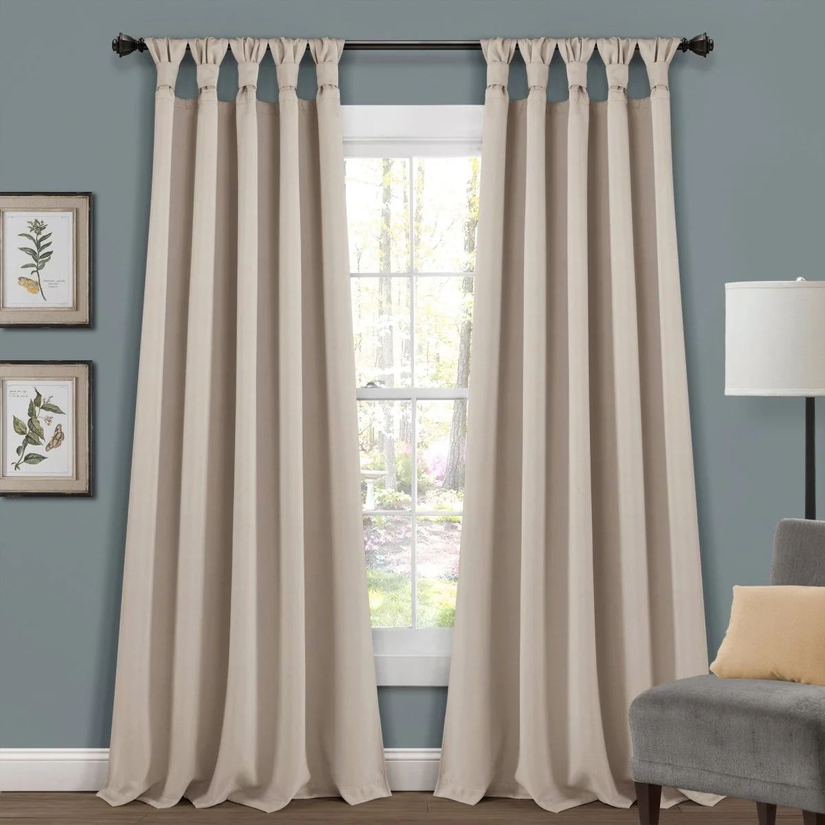 Insulated Knotted Tab Top Blackout Window Curtain Panel Set - Image 8