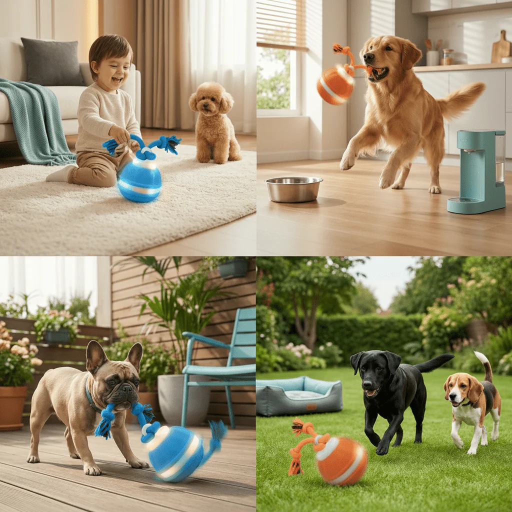 Interactive Dog Toy Motion Sensor Ball with Tug Rope Active Play Toy - Image 2