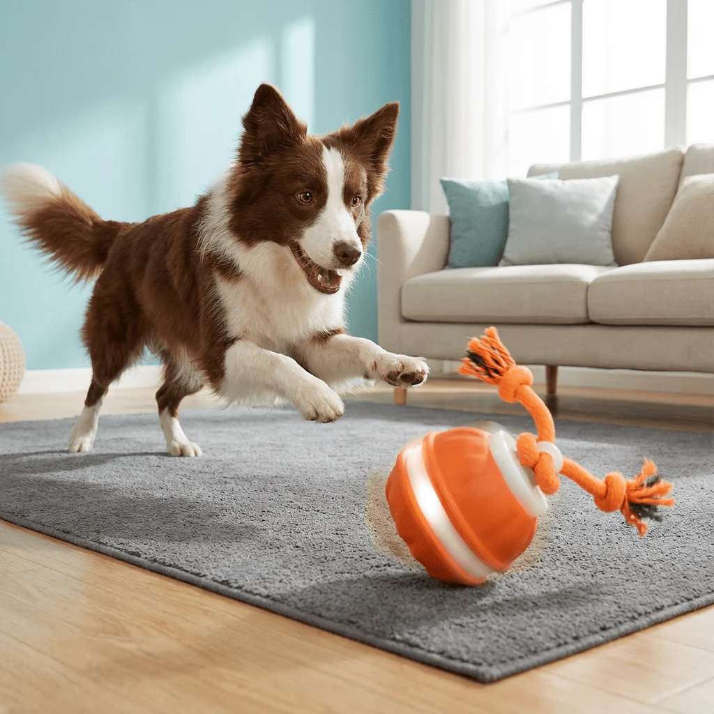 Interactive Dog Toy Motion Sensor Ball with Tug Rope Active Play Toy - Image 6