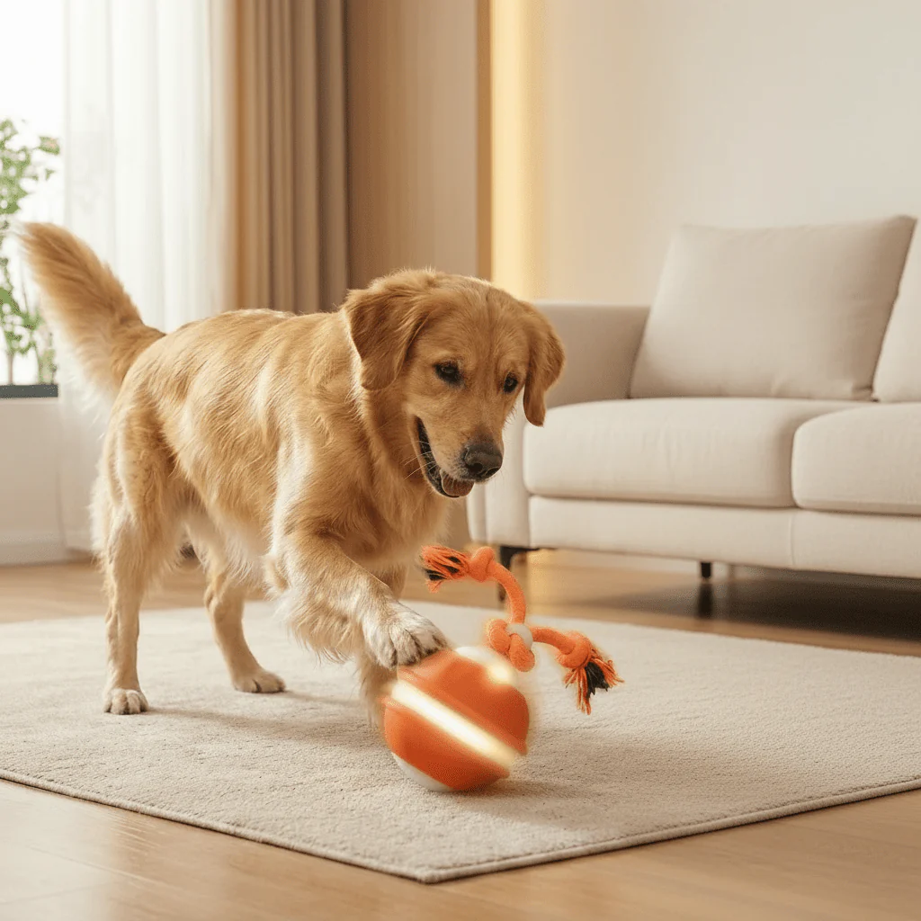 Interactive Dog Toy Motion Sensor Ball with Tug Rope Active Play Toy - Image 8