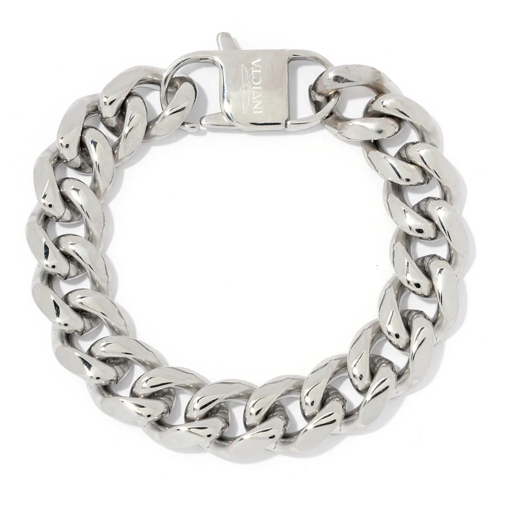 Invicta Jewelry Men's Stainless Steel Choice of Size Heavy Curb Link Bracelet - Image 3