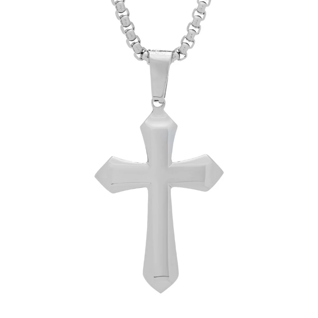 Invicta Jewelry Men's Stainless Steel Cross Pendant w/ Chain - Image 4