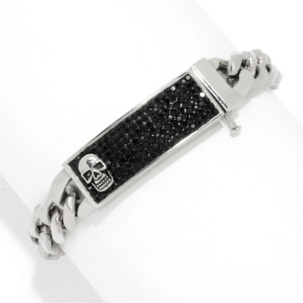Invicta Men's Stainless Steel 9" Skull or Cross Curb Link Bracelet - Image 2