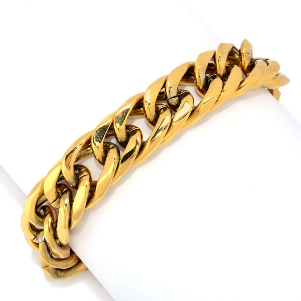 Invicta Men's Stainless Steel Beveled Cuban Curb Chain Bracelet - Image 2